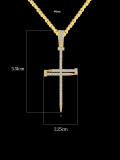 Latón Cubic Zirconia Cross Hip Hop Regligious Collar