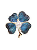 Broche de flor de trébol lindo de esmalte de aleación