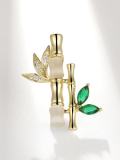 Broche delicado de hoja de circonita cúbica de latón