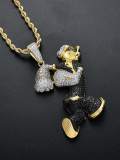 Collar Popeye Hip Hop de oro laminado con circonitas cúbicas
