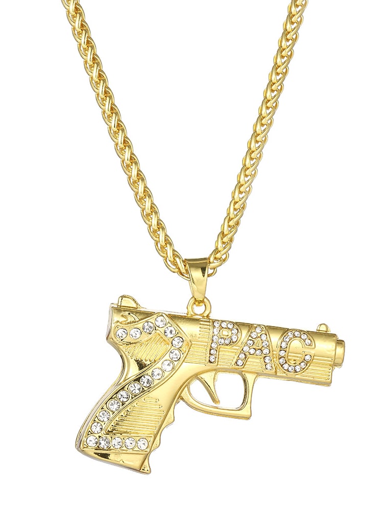 Collar de hip hop con pistola de circonita cúbica de aleación
