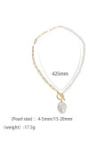 Collar minimalista irregular de perlas de agua dulce de oro laminado