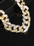 Collar de hip hop con cadena geométrica de circonita cúbica de oro laminado