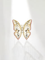 Broche de mariposa de diamantes de imitación de latón