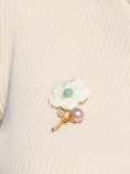 Broche de flor de concha de latón