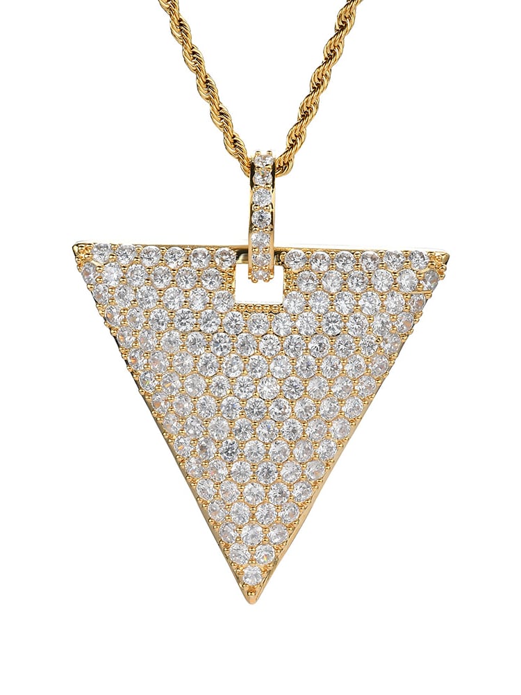 Collar geométrico de hip hop con circonitas cúbicas de oro laminado