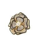 Broche de lujo con flor de circonita cúbica de latón
