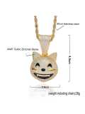 Collar de hip hop de gato con circonita cúbica de oro laminado