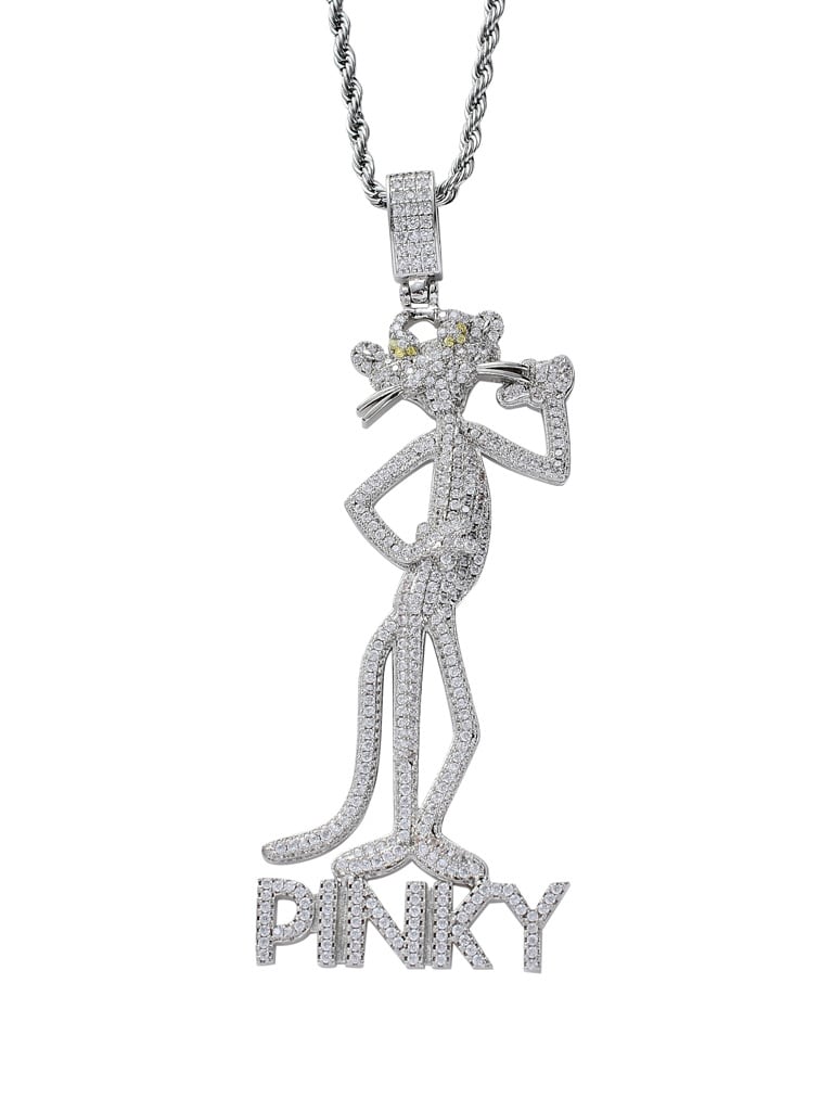Collar de hip hop de leopardo con circonita cúbica de oro laminado
