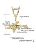 Collar de hip hop con rifle de francotirador de circonita cúbica de oro laminado