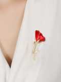 Broche minimalista de flor de esmalte de latón