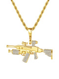 Collar de hip hop con circonita cúbica de pistola de oro laminado