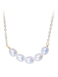 Collar minimalista ovalado de perlas de agua dulce de oro laminado