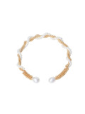 Brazalete minimalista irregular de perlas de agua dulce de oro laminado