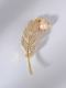 Broche de lujo de hoja de circonita cúbica de latón