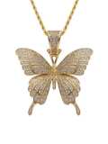 Collar delicado de mariposa con circonitas cúbicas de oro laminado