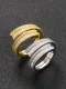Anillo de banda de hip hop con mano de leopardo y circonita cúbica de oro laminado
