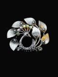 Broche vintage de flor de diamantes de imitación de aleación