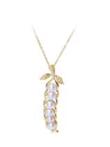 Collar con colgante de guisante artesanal irregular de perlas de agua dulce de oro laminado