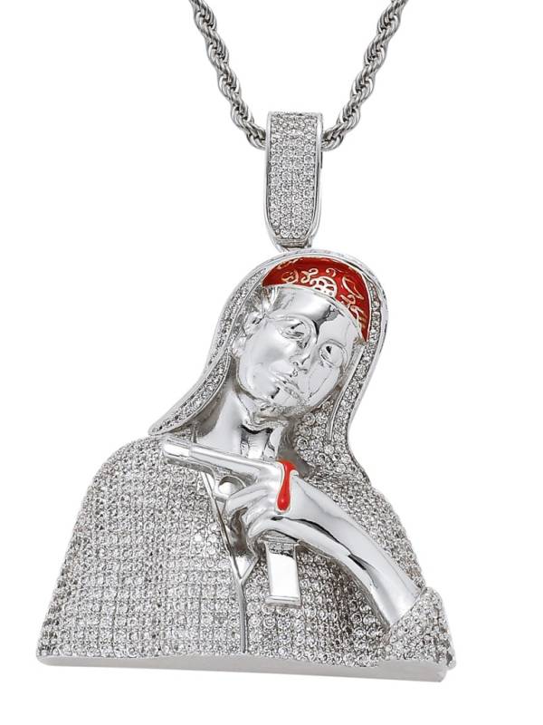 Latón Cubic Zirconia Madonna Pistol Hip Hop Collar