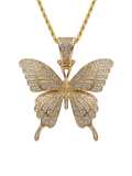 Collar delicado de mariposa con circonitas cúbicas de oro laminado