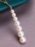 Collar de lazo minimalista geométrico de perlas de agua dulce de oro laminado