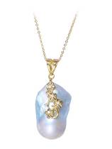 Collar vintage irregular de perlas de agua dulce de oro laminado (sin cadena)