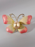 Broche de tendencia de mariposa de esmalte de perla de imitación de aleación
