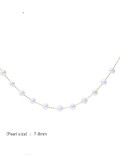 Collar de cuentas minimalista geométrico de perlas de agua dulce de oro laminado