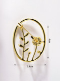 Broche de hoja de árbol vintage de flor de perla de imitación de aleación