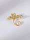 Broche Flor Tendencia Latón Zirconia Cúbica
