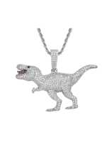 Collar de hip hop con dinosaurio de circonita cúbica de oro laminado