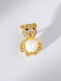 Broche minimalista de oso de circonita cúbica de latón