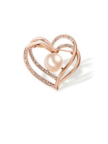 Broche minimalista de corazón hueco de perla de imitación de aleación