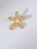 Broche Flor Tendencia Latón Zirconia Cúbica