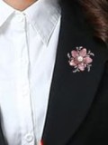 Broche Flor Tendencia Latón Zirconia Cúbica