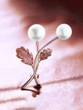 Broche de flor de perla de imitación de latón