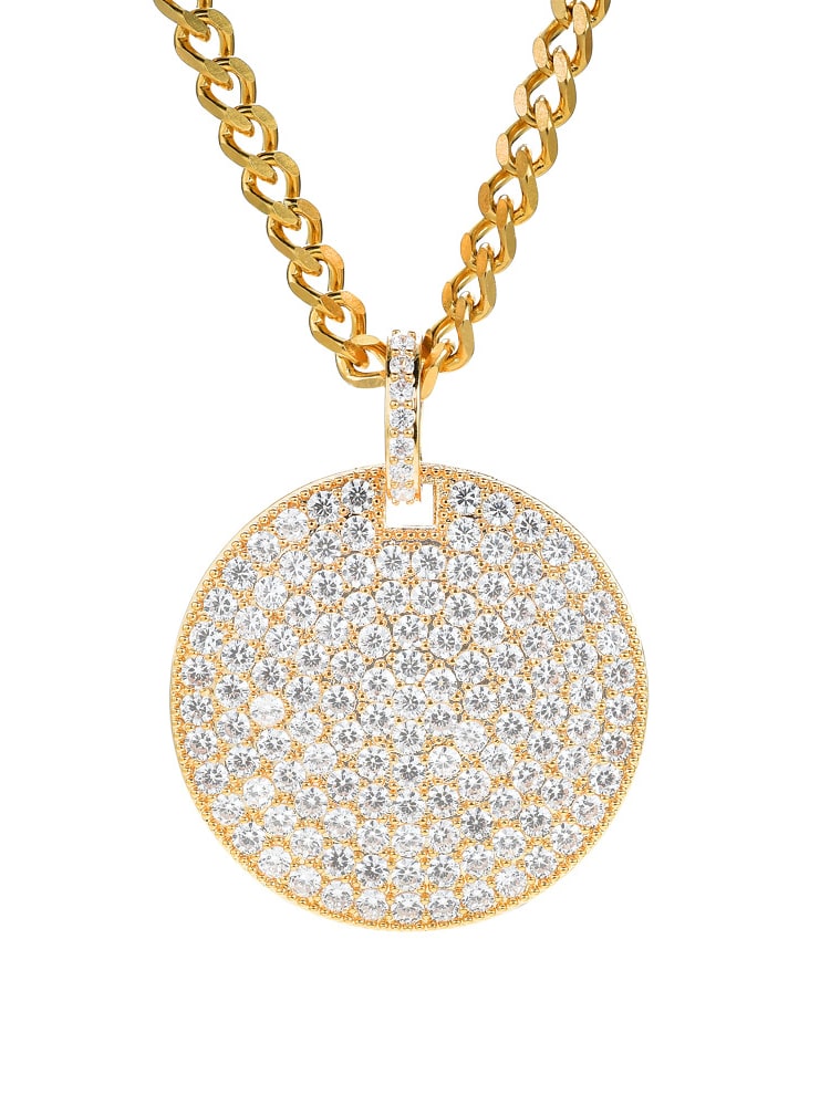Collar de tendencia redondo de circonita cúbica de oro laminado