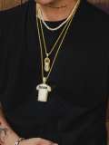 Collar de hip hop irregular con circonitas cúbicas de oro laminado