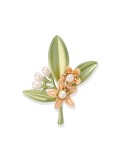 Broche de tendencia de flor de esmalte de perla de imitación de aleación