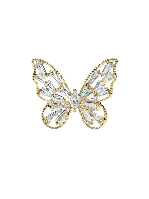 Broche de tendencia de mariposa de circonita cúbica de aleación