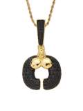 Collar Hip Hop de gorila negro con circonita cúbica de oro laminado