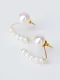 Aretes minimalistas geométricos con perla de agua dulce de oro laminado