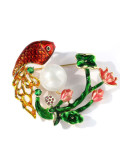 Broche de lujo con pez esmaltado en latón