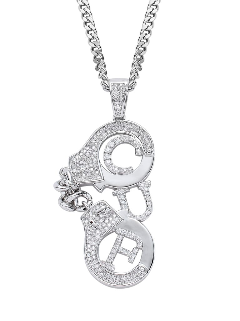 Collar de hip hop con letra de circonita cúbica de oro laminado