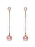 Aretes colgantes minimalistas con borla de perla de imitación de oro laminado