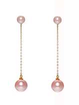 Aretes colgantes minimalistas con borla de perla de imitación de oro laminado