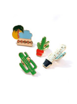 Broche de juego de cuatro piezas de tendencia de cactus de esmalte de aleación