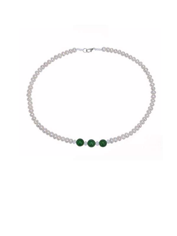 Collar minimalista geométrico de perlas de agua dulce de oro laminado
