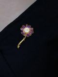 Broche vintage de flor de esmalte de aleación